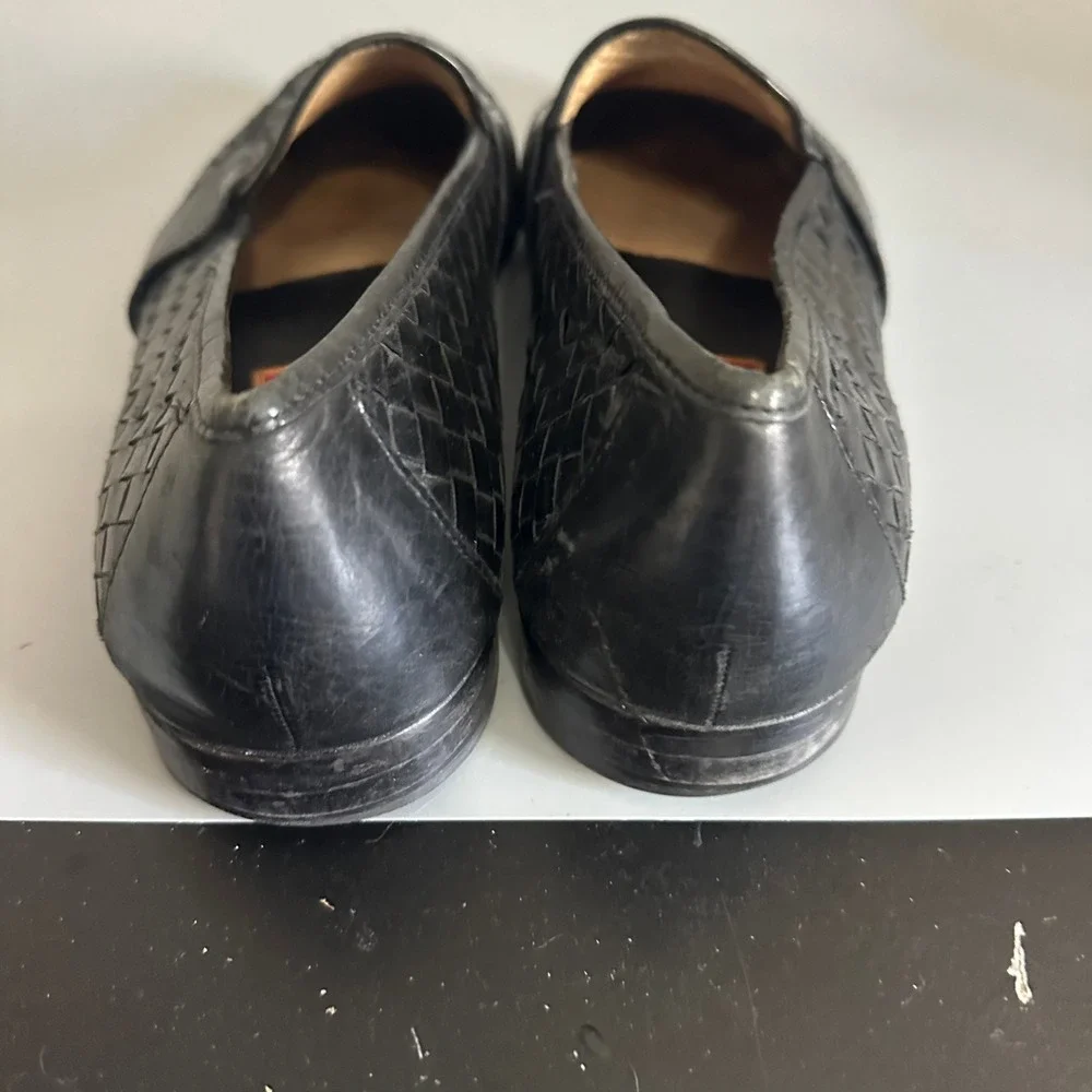 Cole Haan City Mens Woven Leather Penny Loafers Black Vintage Size 13 Shoes